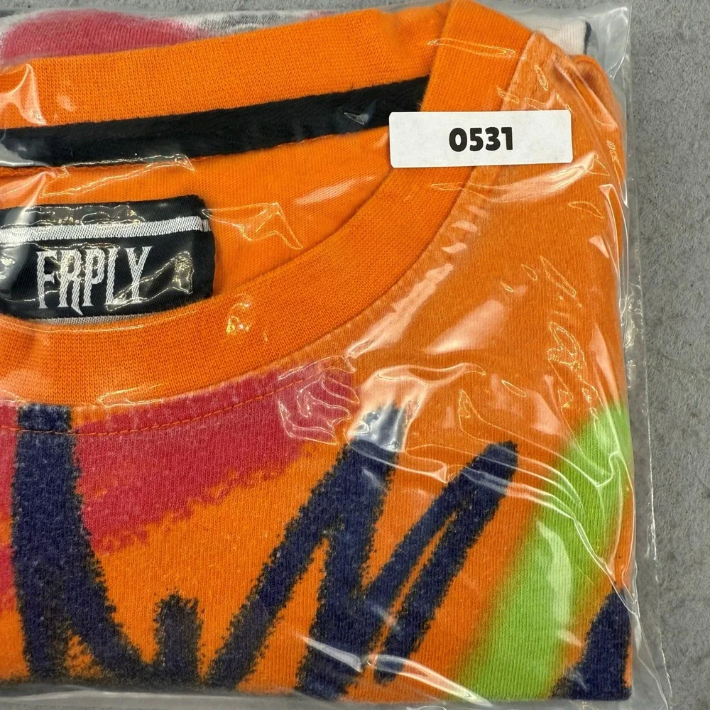 FRPLY Mens XL Orange Hustle In Silence Trust Issues Graphic Streetwear T-Shirt‎